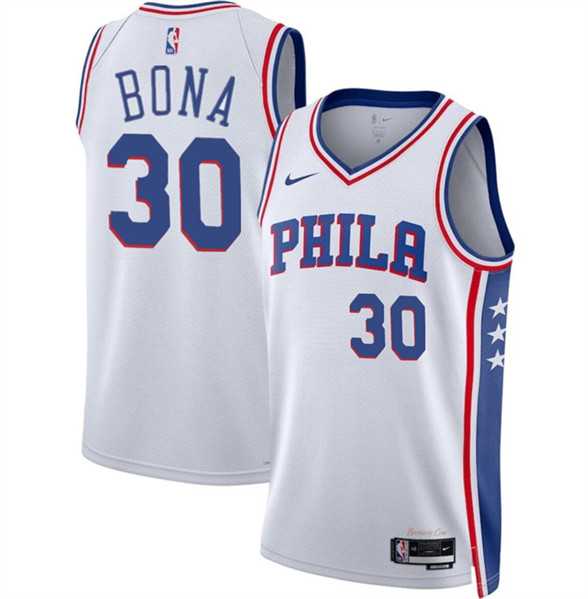 Mens Philadelphia 76ers #30 Adam Bona White 2024 Draft Association Edition Basketball Stitched Jersey Dzhi->->NBA Jersey
